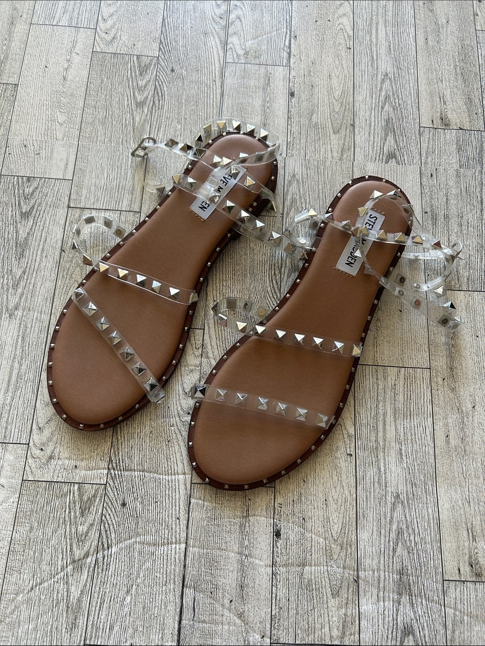Steve Madden travel Studded Clear Strap Sandals size 7